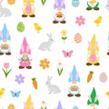 Seamless pattern Easter Gnomes vector illustration